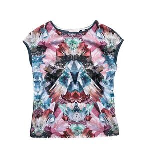 Ted Baker Crystal Kaleidoscope Lion Print Top Size 0